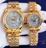 Swiss Quality Clone Yellow Gold Rolex Datejust 28mm/36mm Watch Palm Dial with Stick